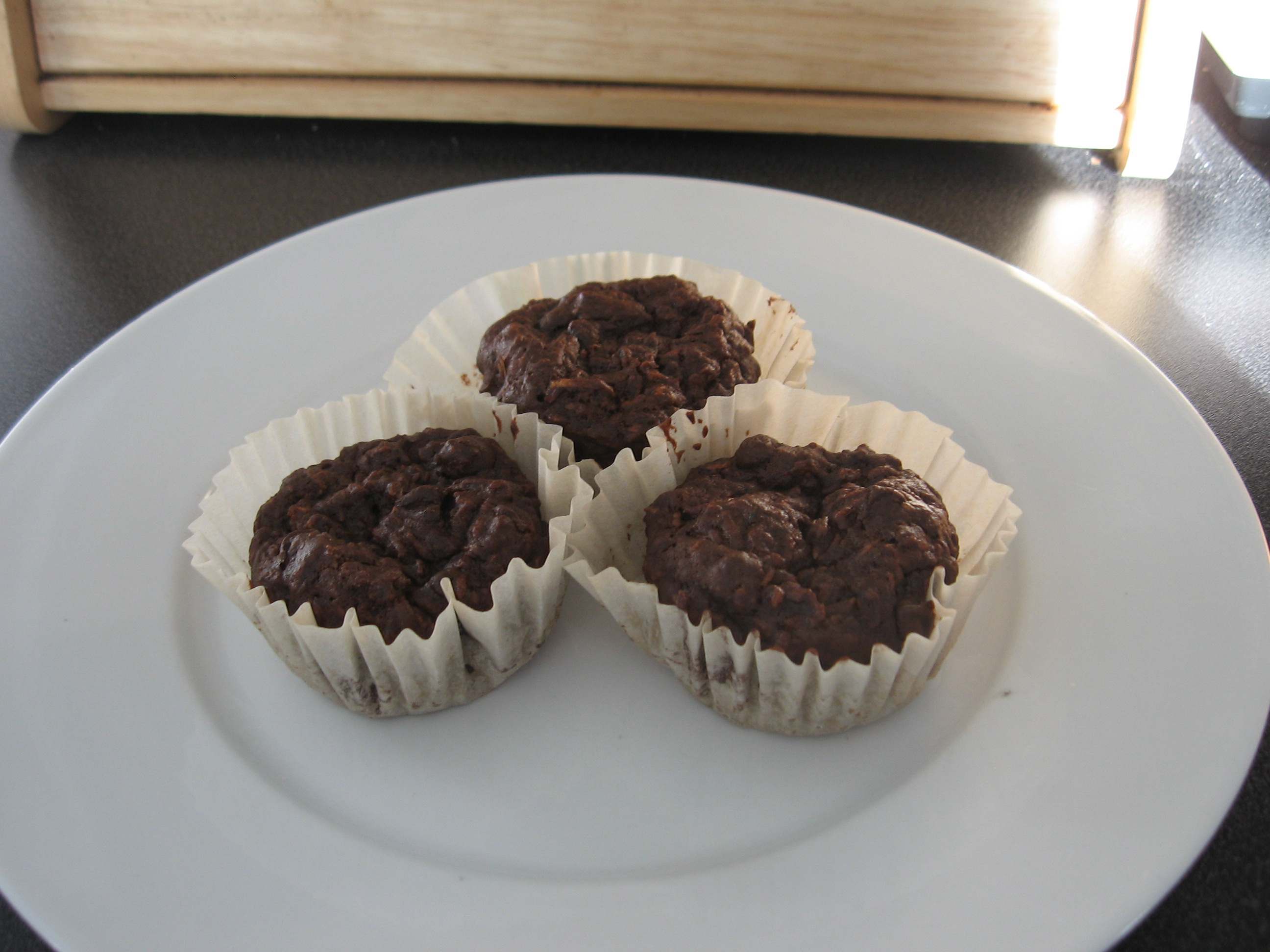 Chocolate Zucchini, Carrot and Apple Muffins