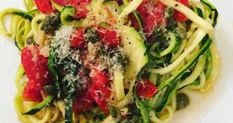 Zucchini Noodles with Capers and Tomatoes
