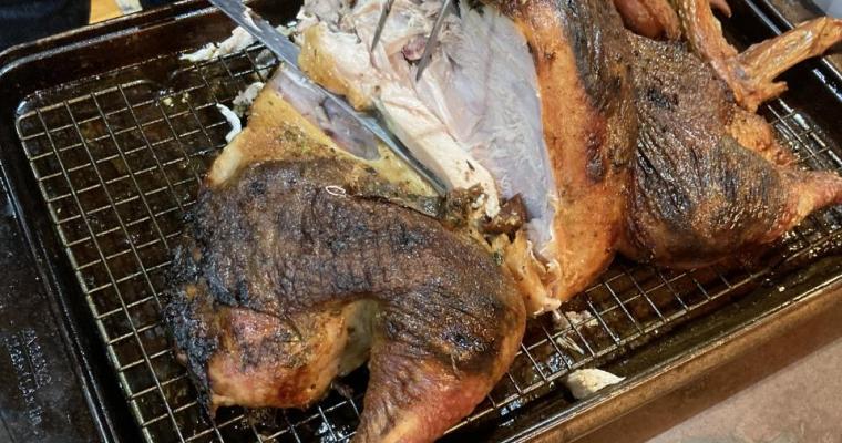 Dry brined Spatchcocked and Roasted Turkey